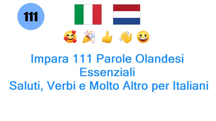 Impara 111 Parole Olandesi Essenziali: Saluti, Verbi e Molto Altro per Italiani